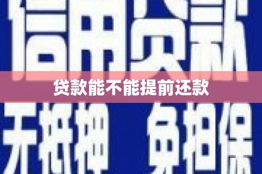 莫旗贷款能不能提前还款
