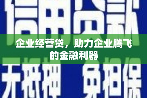 耀州企业经营贷，助力企业腾飞的金融利器