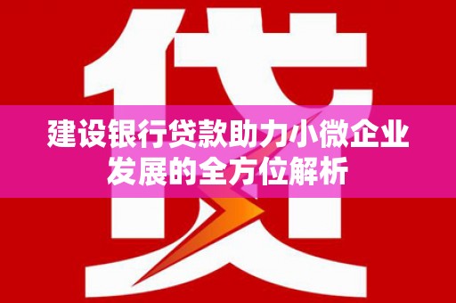 兴城建设银行贷款助力小微企业发展的全方位解析