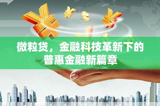 天桥微粒贷，金融科技革新下的普惠金融新篇章